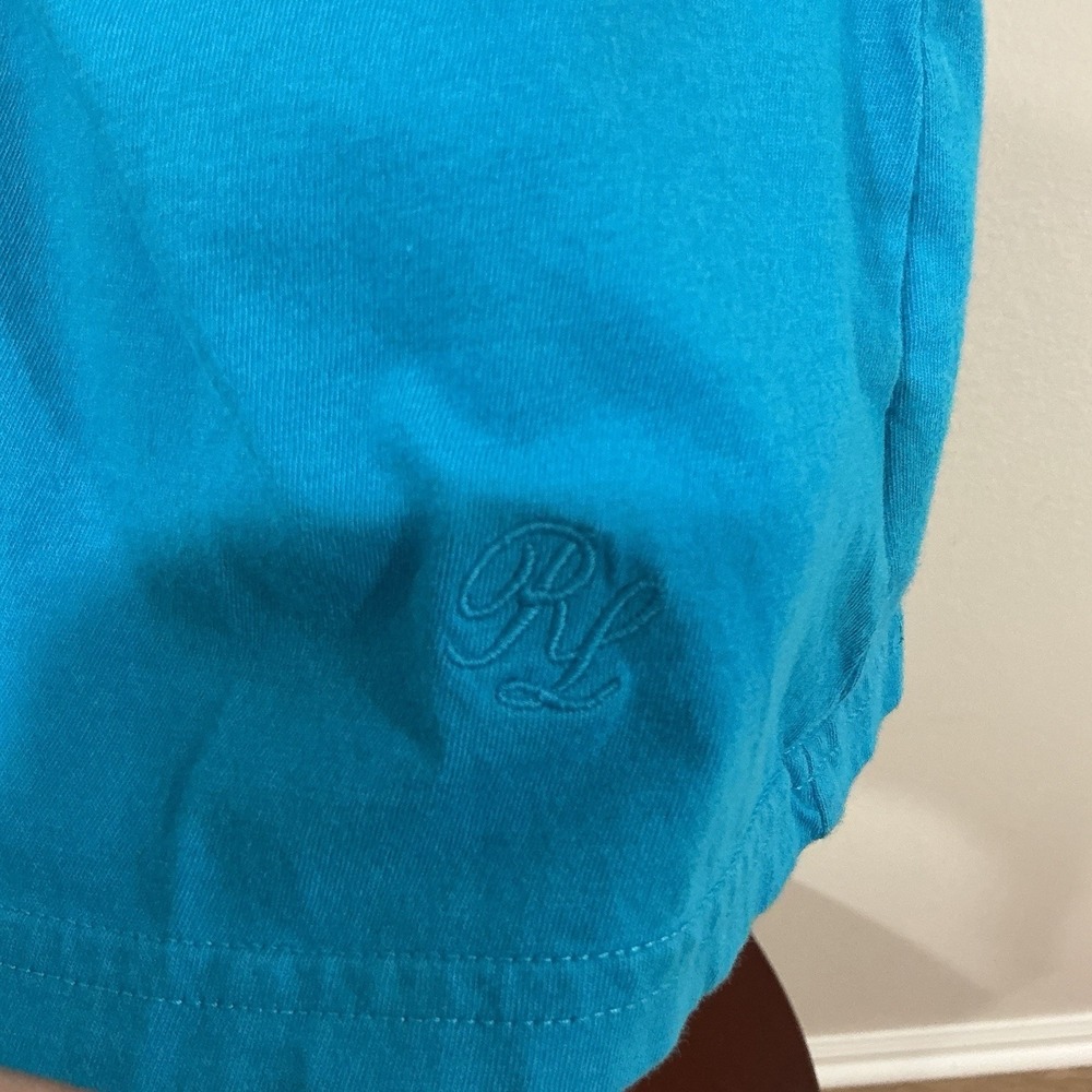 Ralph Lauren Polo Jeans Tank Shirt Womens Medium Blue Ruffle Pullover Sleeveless - Picture 5 of 5
